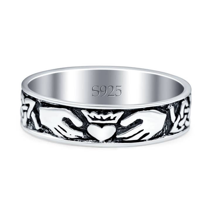 Claddagh keltischer oxidierter Bandring (5mm) für den Großhandel von Blue Apple Imports