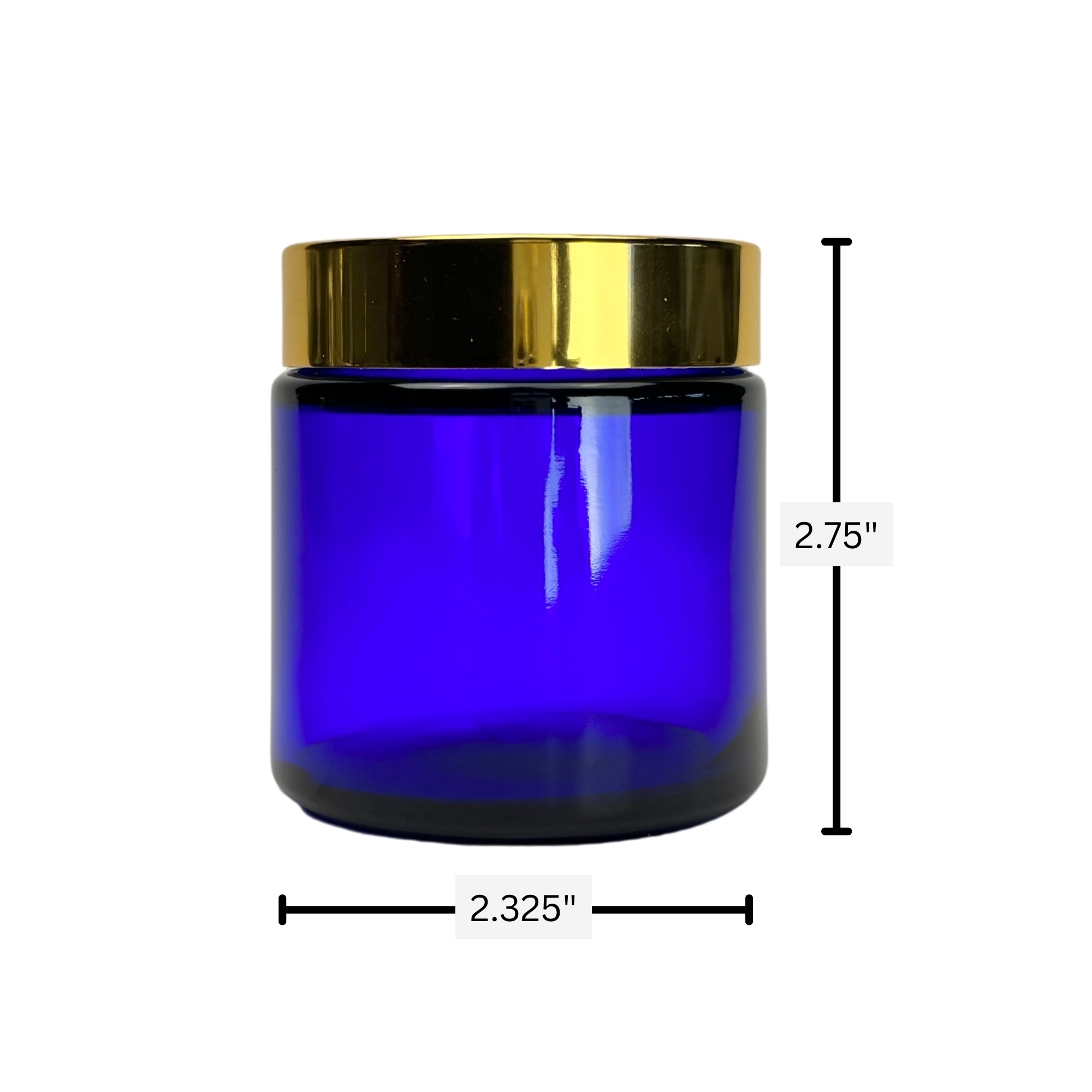 The Bottle Shoppe - Wholesale Jar - 4oz Cobalt Blue Glass Jar Straight Sided with Gold Lid  1