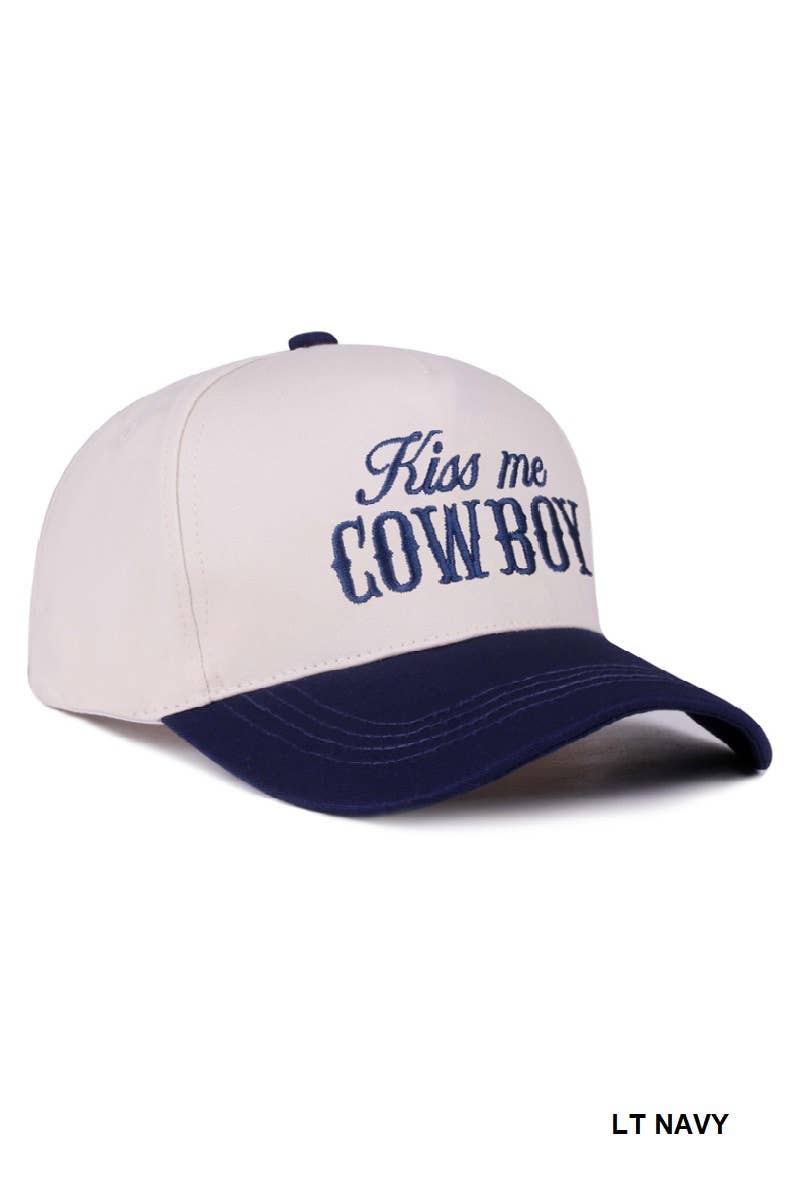 42POPS - Wholesale Baseball Cap - Women's - .1014 Kiss Me Cowboy Two Tone Canvas Cotton Cap SI-28476