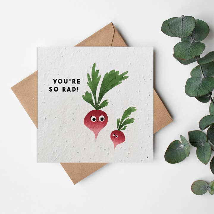 SQ Seed Paper wenskaart - Fruit & Veg - So Rad voor wholesale door Little Green Paper Shop