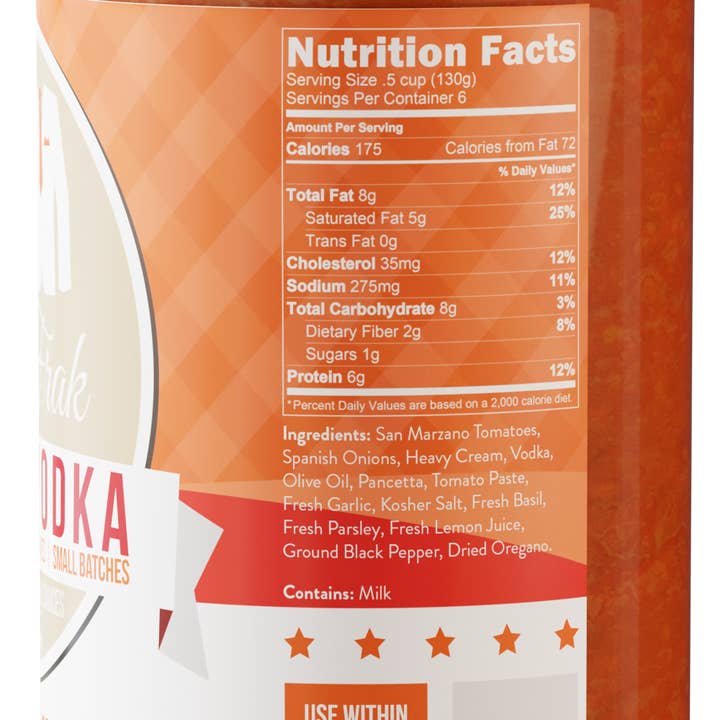 Frik and Frak Foods - Wholesale Pasta Sauce - Holla Vodka! - Velvety Smooth Vodka Sauce