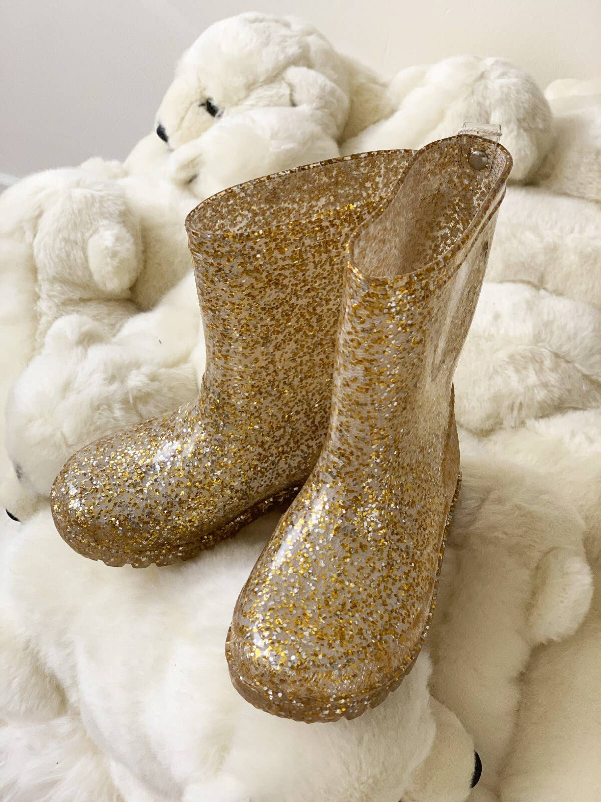 RACHA - Wholesale Rain Boots - Kids - Gold glitter rubber boots