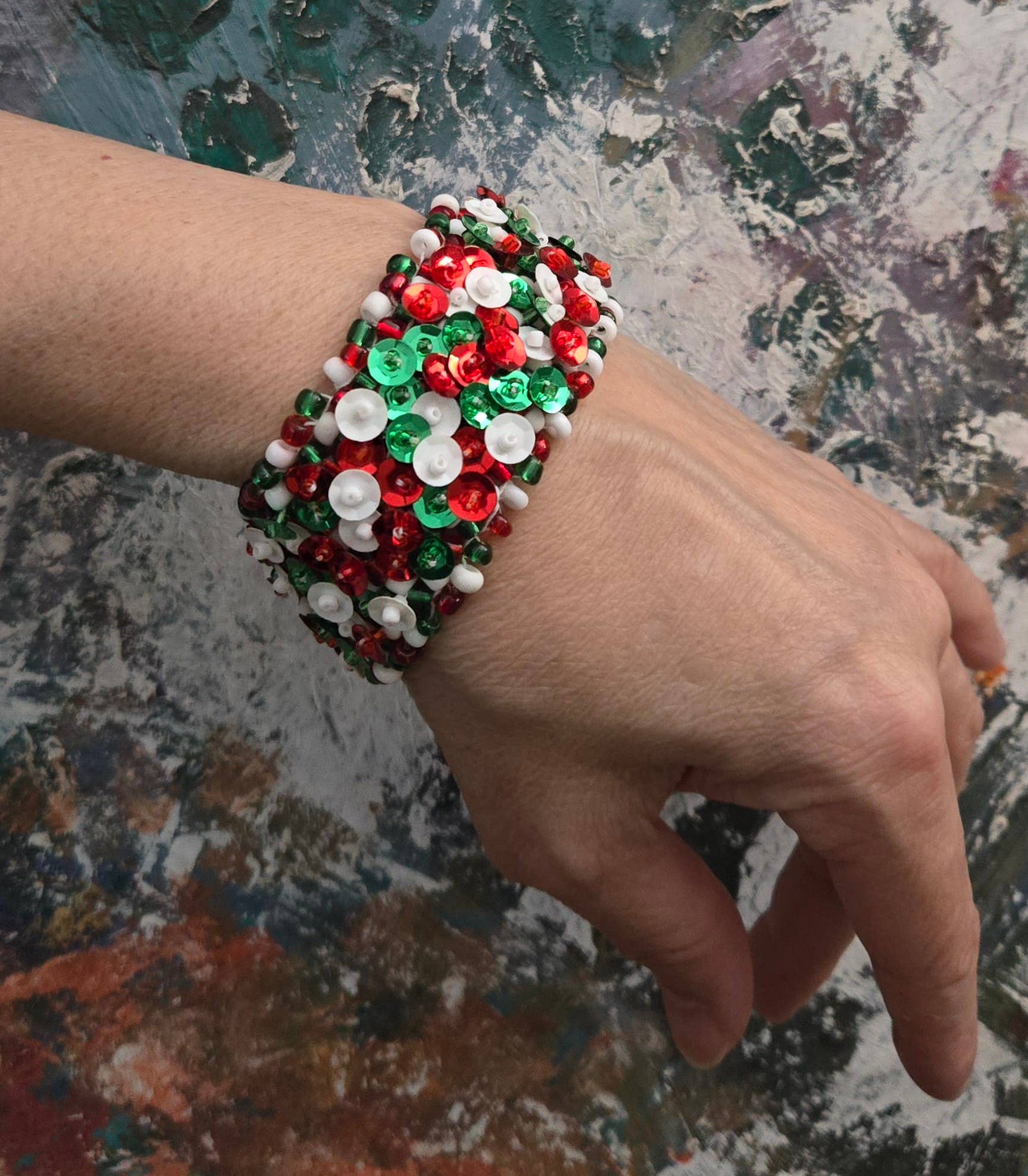 Fiona Accessories - Wholesale Beaded Bracelet - Sequin Handmade Beaded Bracelet button closure (mix)8