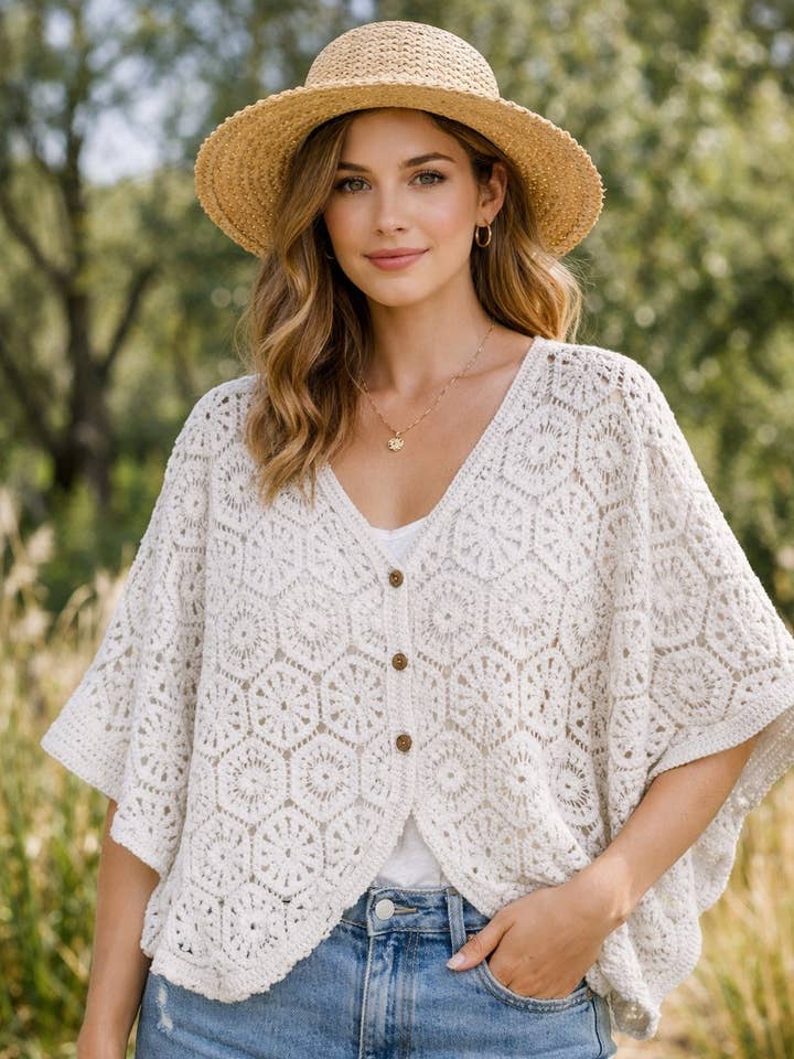 Hæklet bomuldsvest LMM-AJ676 for engroshandel hos ORNELLA PARIS