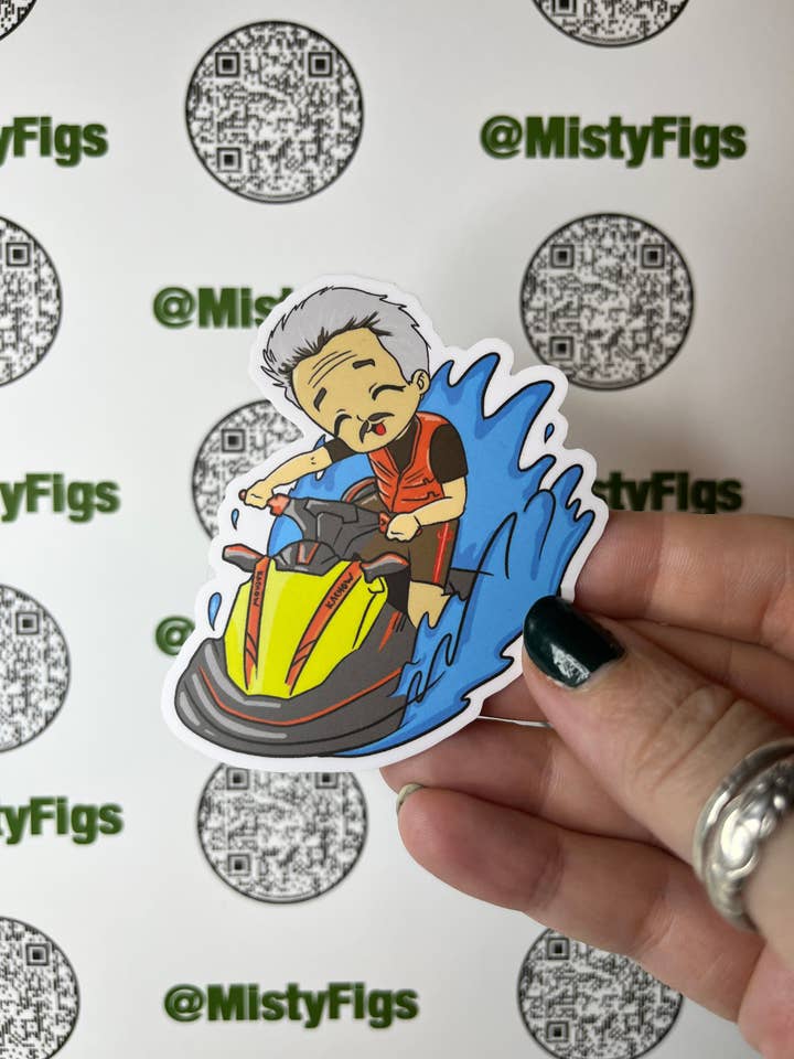 Vinyl klistermärke - Jet Ski Mobius Variant - Vattenflaska Laptop Scrapbook Planner Bujo Gift Vattentät Matt eller Holo för wholesale av Misty Figs