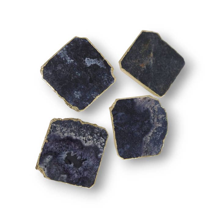 Ensemble de 4 sous-verres en agate noire pour la vente par Serein Wellness