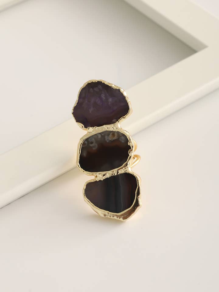 Gold Plated Three Stone Ring for wholesale by BUBU BY TEKIN SHOP