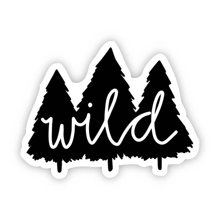 Wild Trees Black and White Nature Sticker for wholesale by Big Moods
