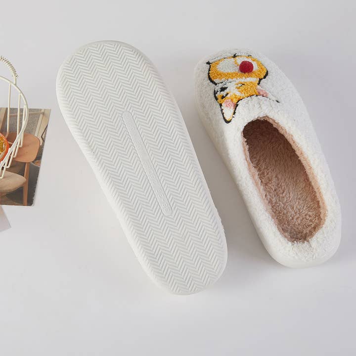 WHITE Fuzzy Corgi Tail Indoor Slippers for wholesale on Faire1