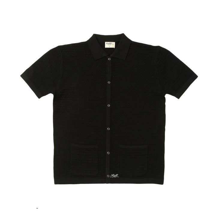 Vincent Textured Knit Polo - Black for wholesale by Ppfff. . .