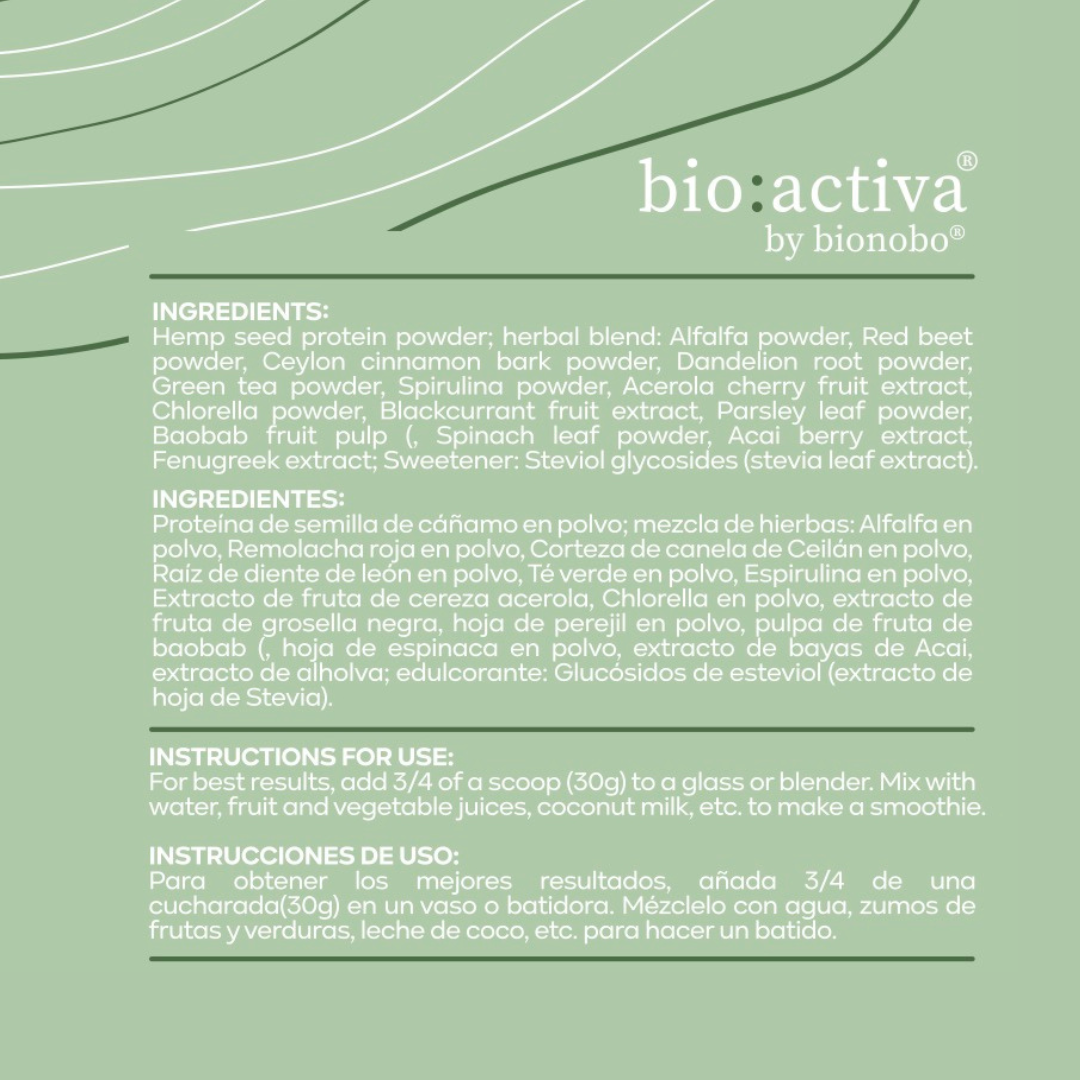 bionobo - Wholesale Protein/Superfood Powder - bio:activa® | Hemp Protein + Superfoods (500g)2
