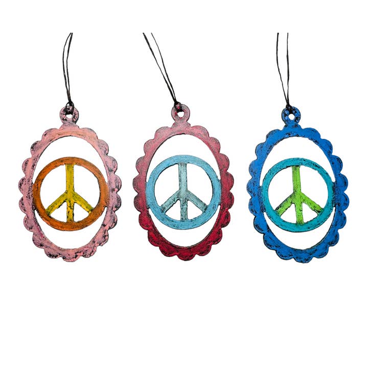 Peace Sign ornament cute metal gifts sustainable Hippie gift for wholesale by Whimsies