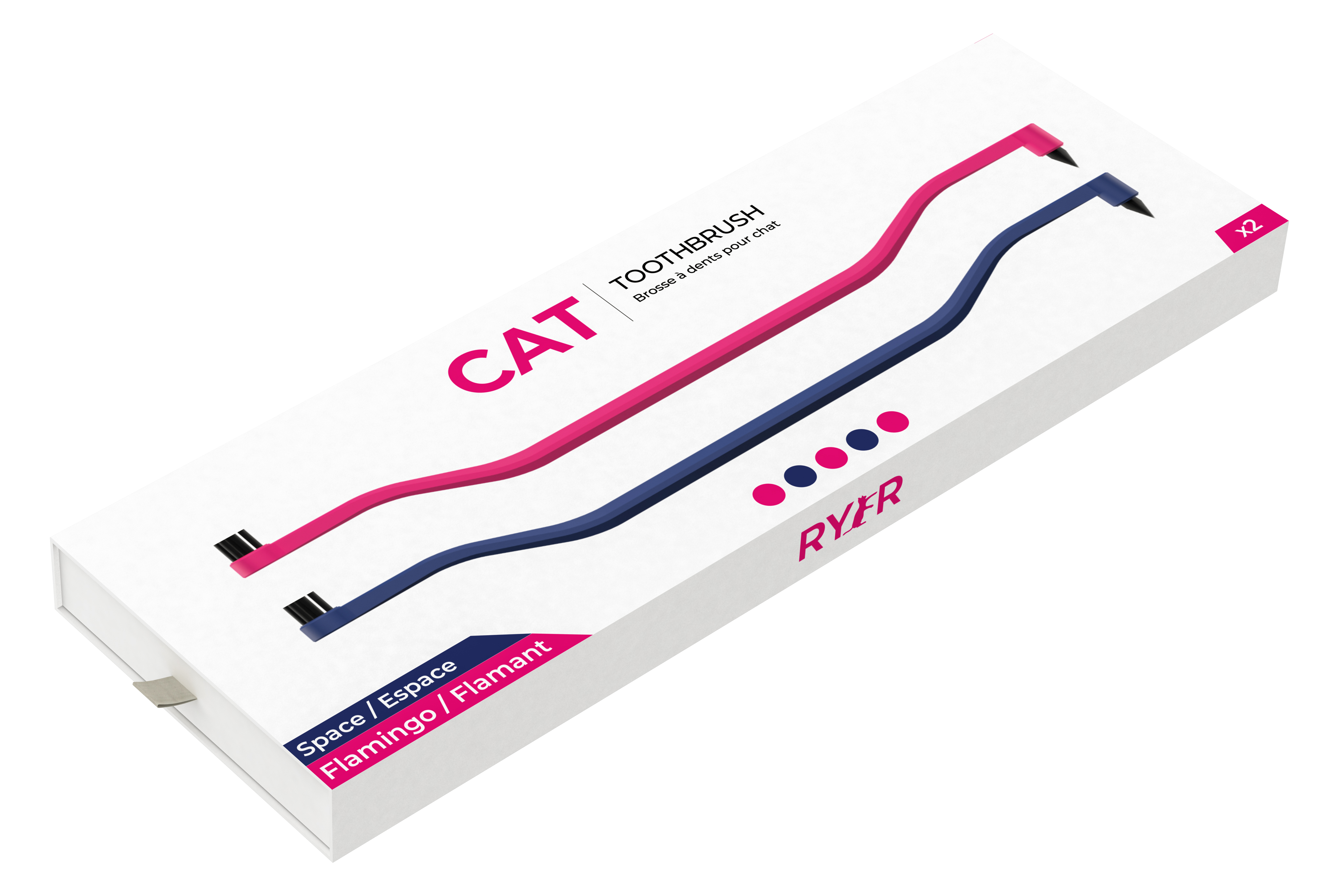 RYERCAT - Wholesale Pet Brush - Cat/Dog - Pack of 2 Cat Toothbrush Micro Head & Dual Sided3