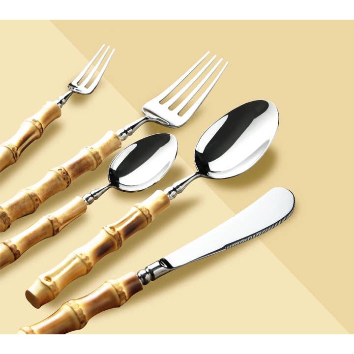 Gohobi (We cover U.S. import duties) - Wholesale Assorted Cutlery Set - Gohobi A set of 6 Pieces Bamboo Handle Cutlery