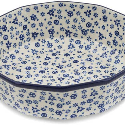Bowl 9" Blue Confetti Theme for wholesale by Polmedia Polish Pottery