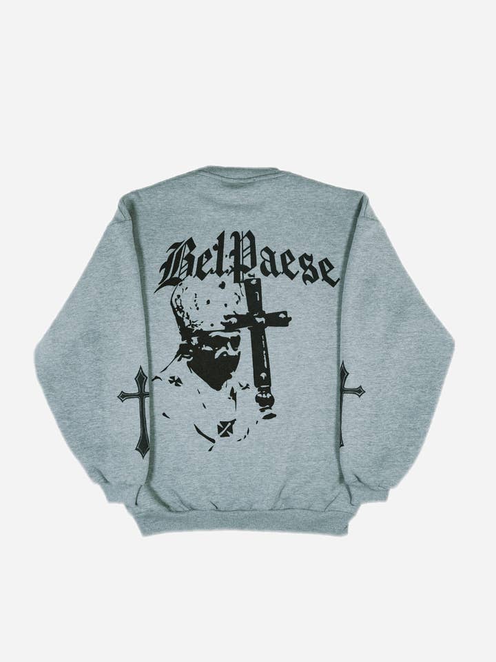 Suéter de decote redondo e corte boxy BelPaese por atacado de Nero Ottico