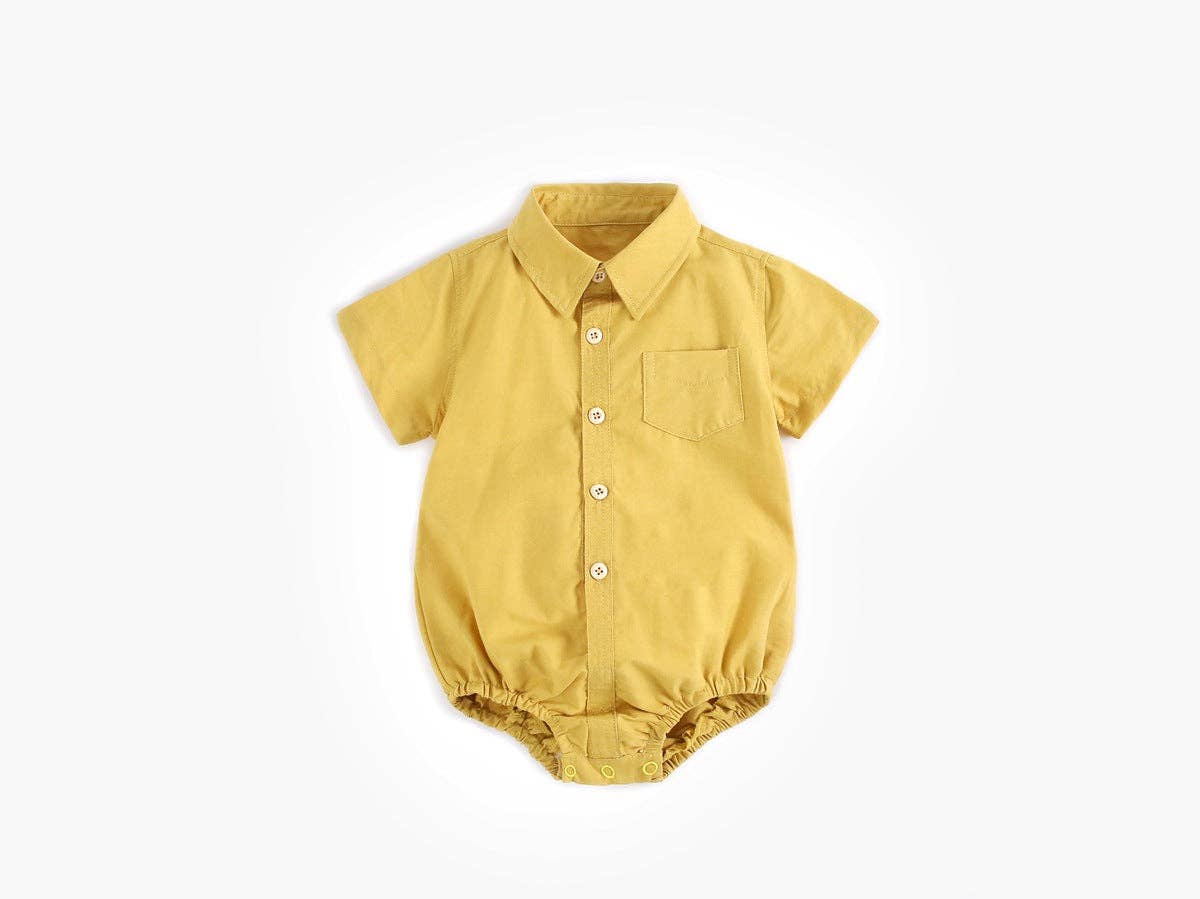 MyKids-USA® - Wholesale Button Down Shirt - Kids - Baby Boy Solid Color Buttoned Shirt With Pockets Short Sleeve bodysuit Online In Summer5