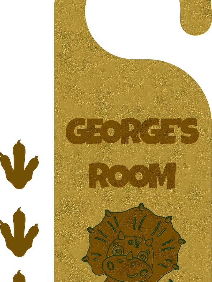 Boy's Dino Bedroom Door Hanger for wholesale by manchester laser cuts