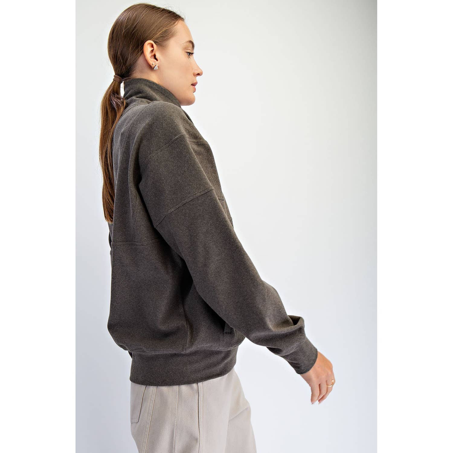 Rae Mode - Wholesale Lounge Top - Women's - BRUSHED RIB QUARTER ZIP PULLOVER14