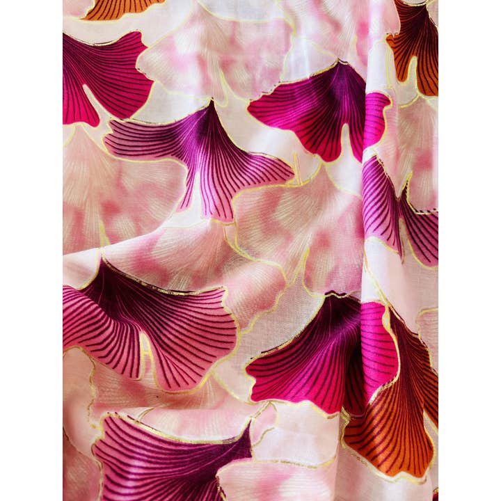 JC Sunny Fashion - Venta al por mayor Bufanda - Mujer - Pañuelo JC023512 Royal Foil adornado con hojas en 2 colores1