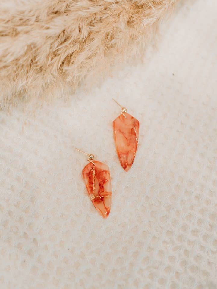 Orange Marble Pointed Dagger Dangles for wholesale by Rielle & Co.