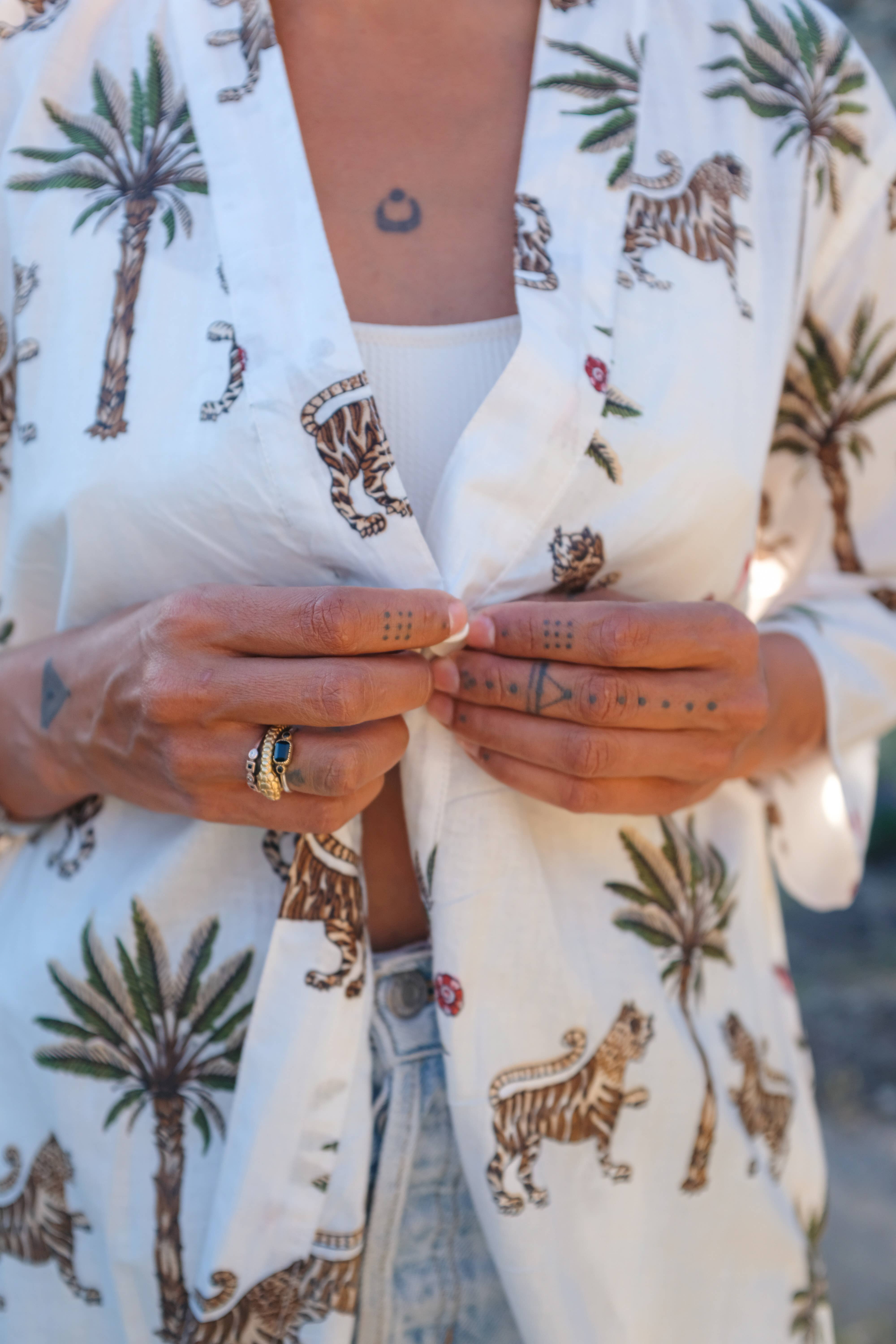 Devi Shop - Wholesale Robe - Women's - Cotton Block Print Robe ~ Tiger & Palm9