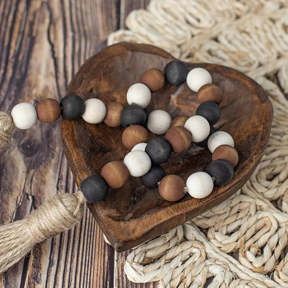 Huis Van Merken - Wholesale Bunting/Garland - 1pc Wood Bead Garland Home Decor, Farmhouse Beads With Tassel1