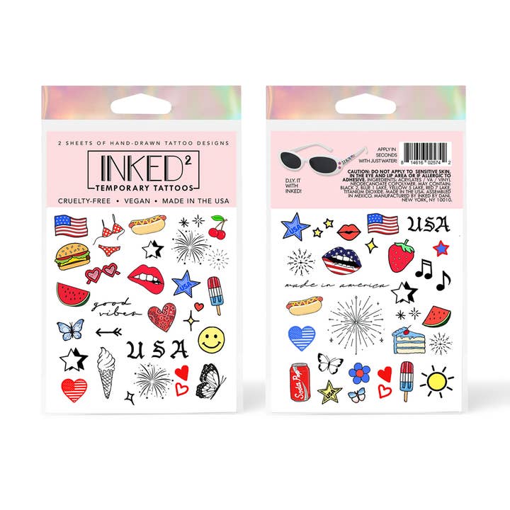 Americana Temporary Tattoo Pack for wholesale by INKED by Dani