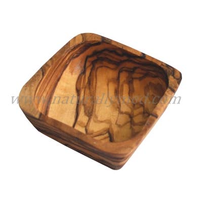 Olive Wood Dipping Bowl - Square - 3” for wholesale by Naturally Med Inc.