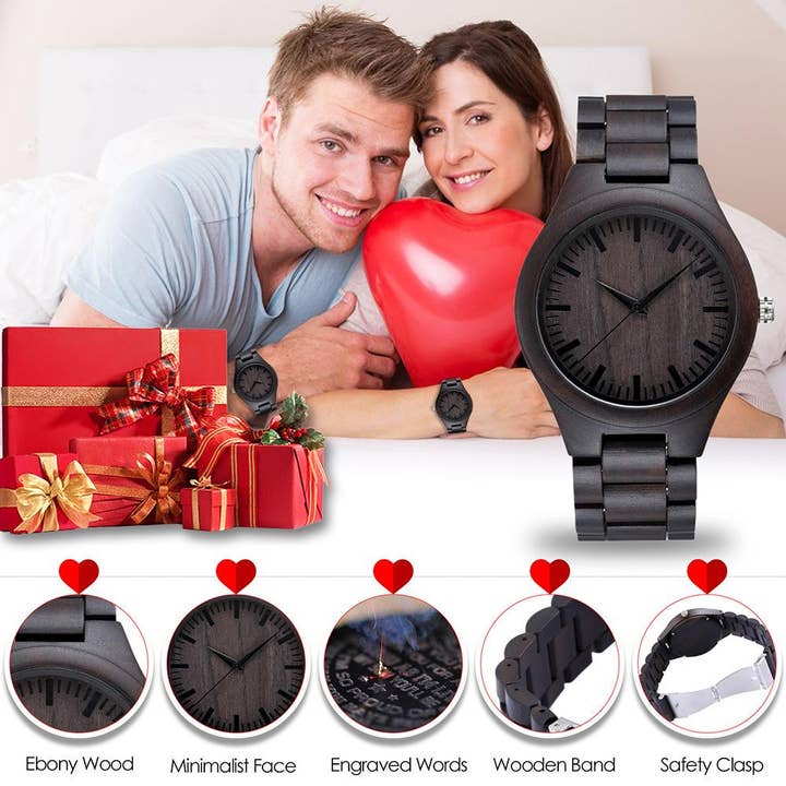 Ebony Fashion Simple Wooden Watch Couple Watch for wholesale on Faire6