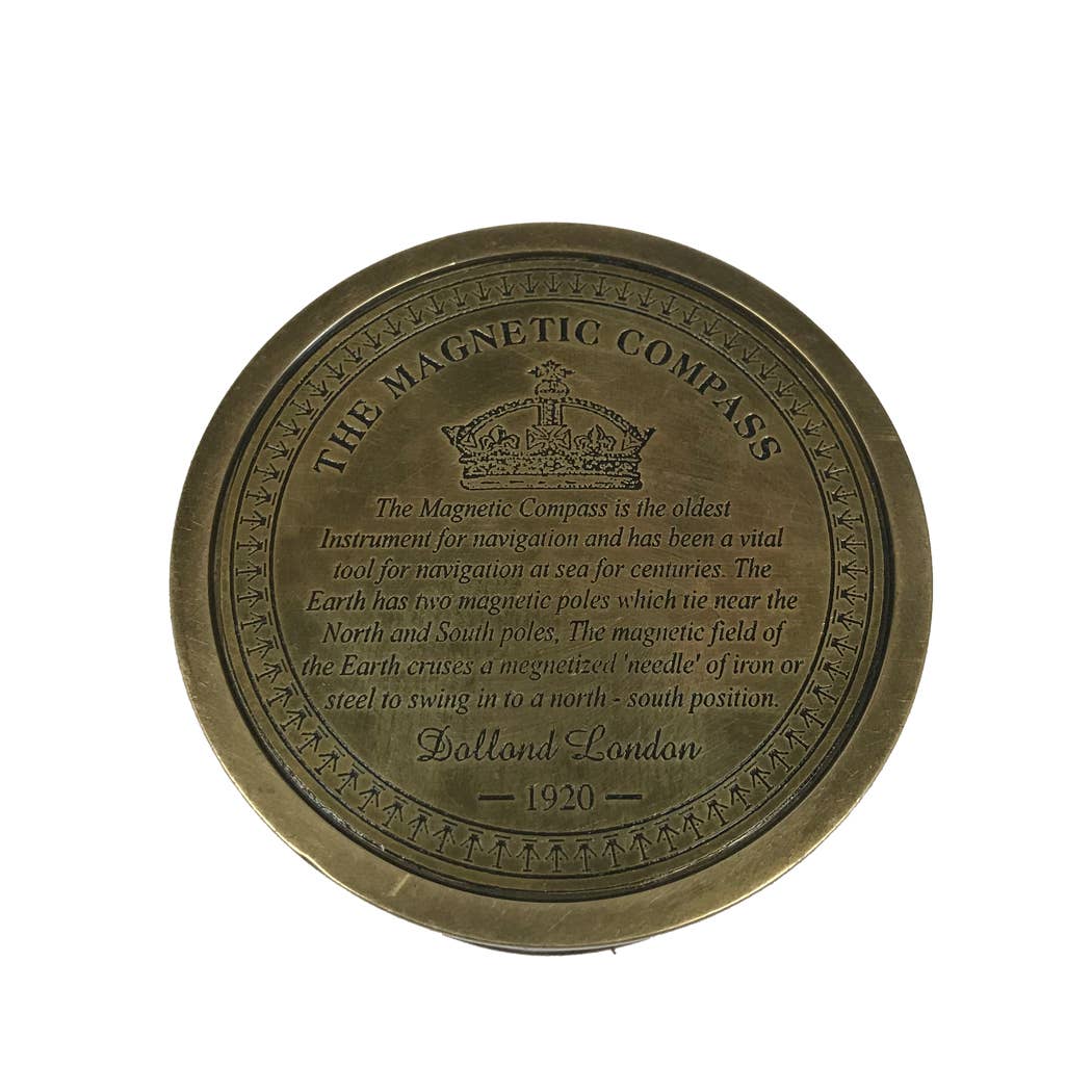 Madison Bay Co. - Historical Home Decor Reproductions - Vente Boussole - Boussole en laiton dans un étui cylindrique enveloppé de cuir - 2-3/4"4