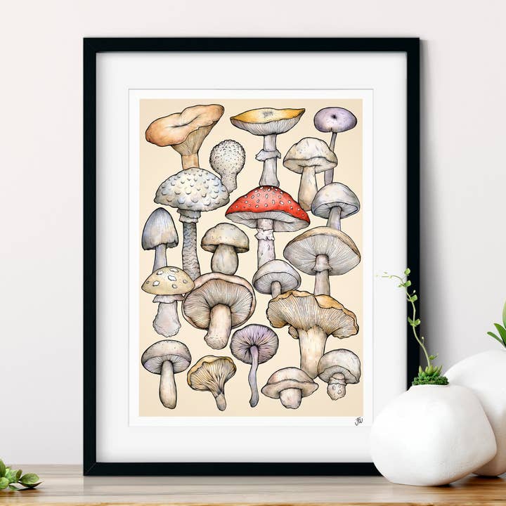 Wild Mushroom Fungi Inspired Fine Art Giclée Print for wholesale by Jessica Wilde