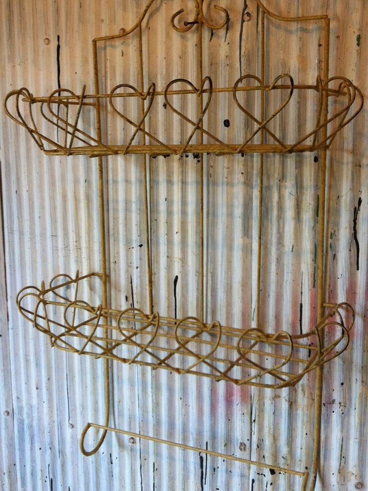 Two Tier Basket with Towel Bar for wholesale by Garden Iron And More