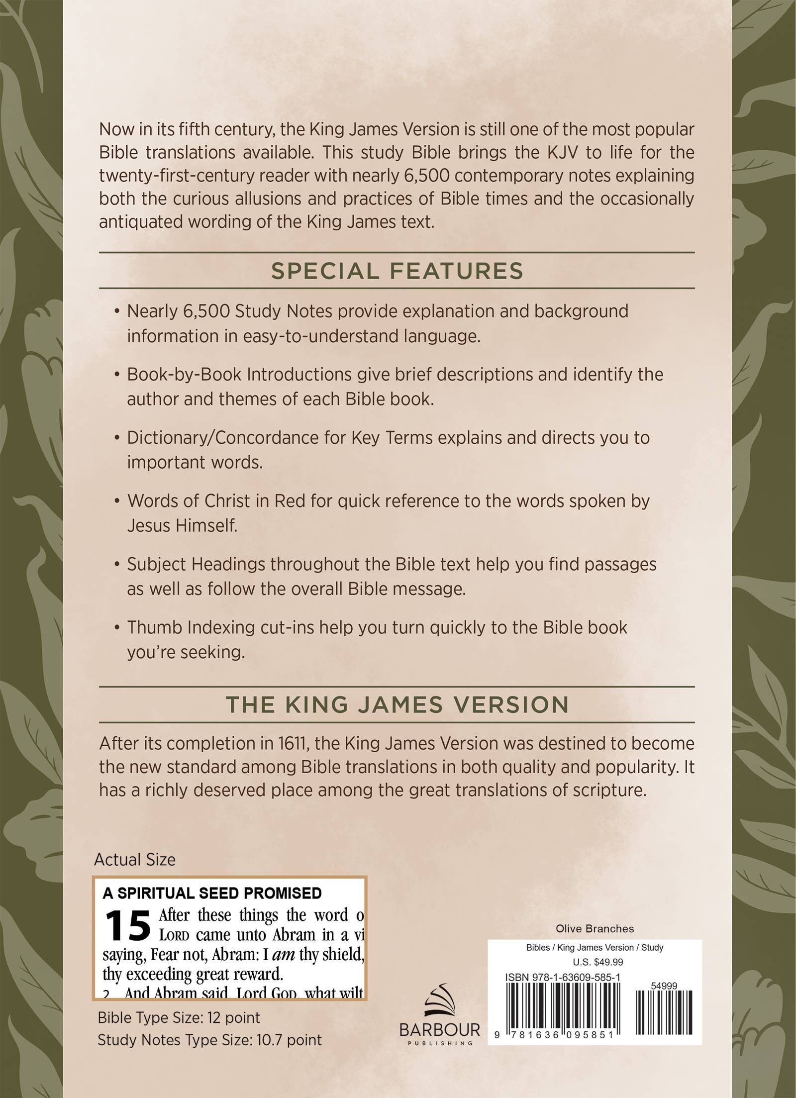 Barbour Publishing, Inc. - Wholesale Reference - The KJV Study Bible, Large Print [Olive Branches]1