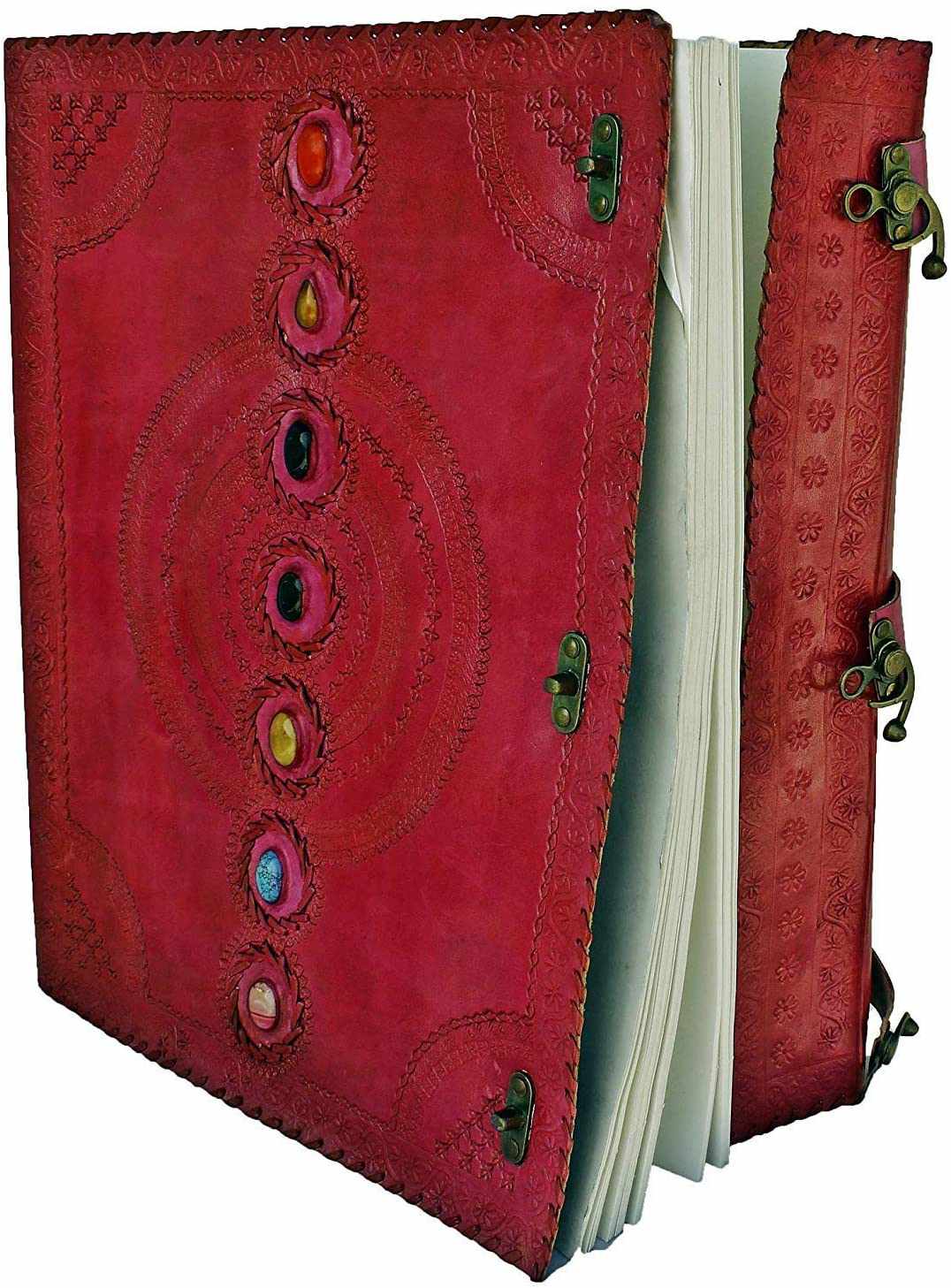 Tuzech Leather - Wholesale Journal/Diary - Seven Chakra Leather Journal – Handmade Embossed Diary 13"21