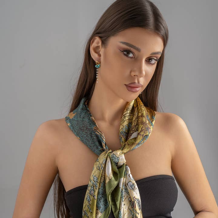 Square Scarf 90 X90 Polyester Vintage Map Nature Elegance and other Purchase Wholesale sciarpe e cappelli. Free Returns & Net 60 Terms on Faire trending on Faire.