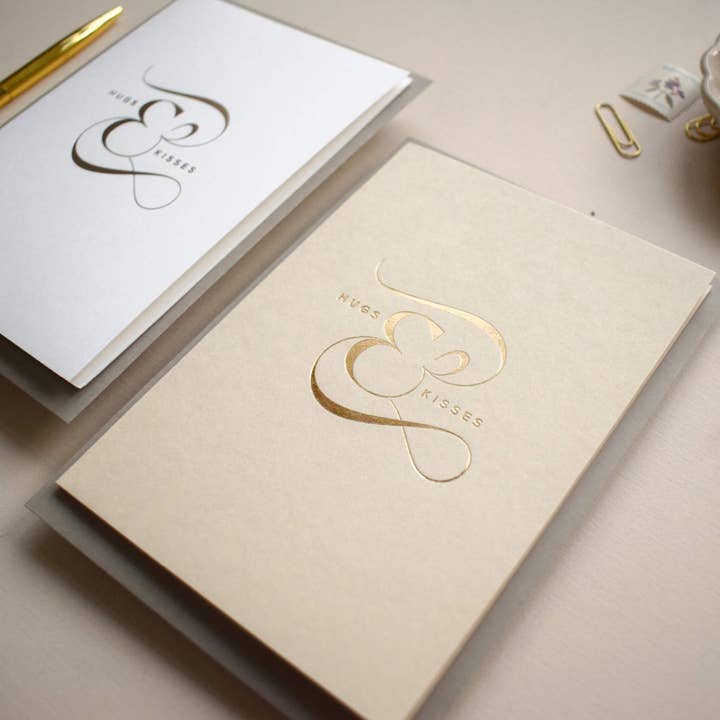 Hugs And Kisses Hot Foil Sympathy Card for wholesale by Jennifer Tune