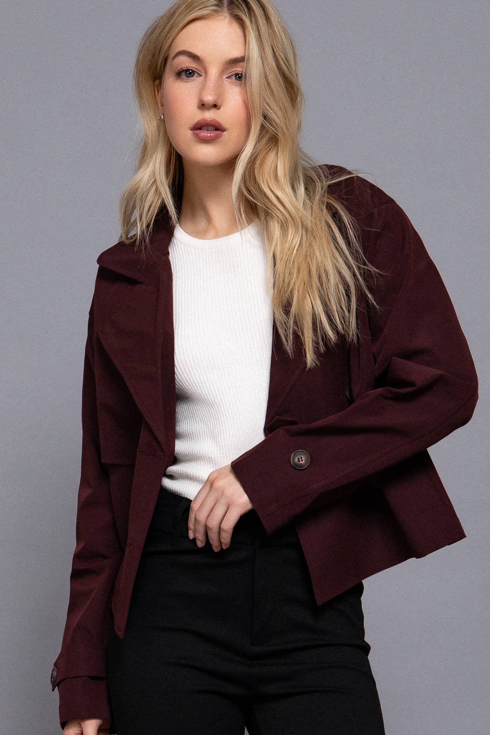 Active Basic | Active USA - Vente Veste – femme - Veste courte trench croisée à manches longues12