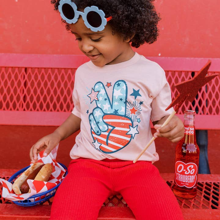 Benny & Ray Apparel - Wholesale Screen Printed T-Shirt - Kids - Peace Sign Patriotic 4th of July Shirt for Kids and Toddlers4