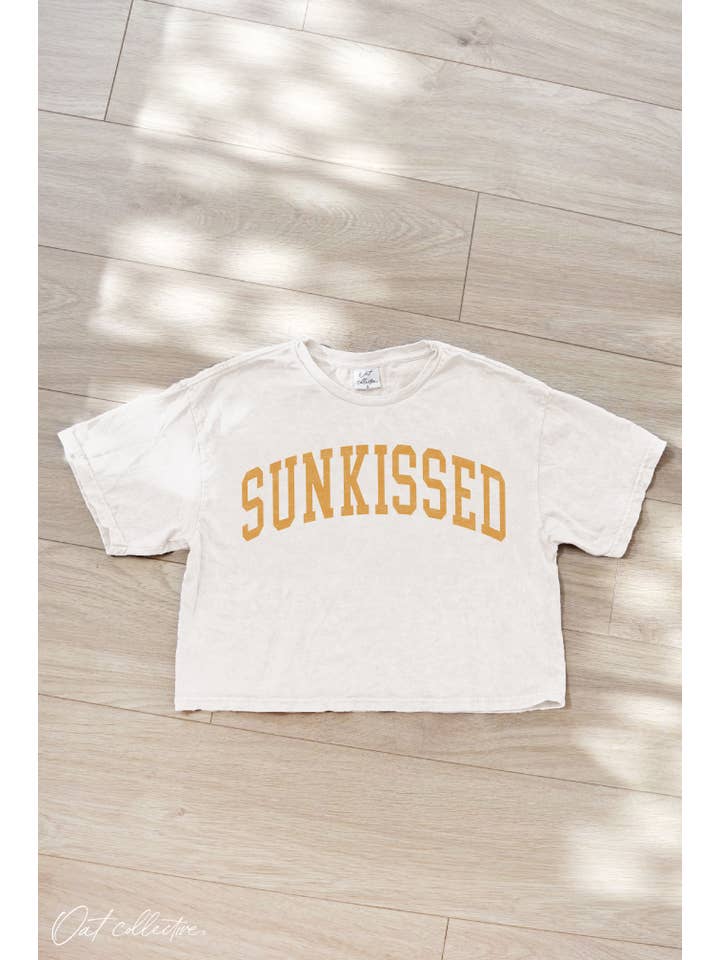 OAT COLLECTIVE - Wholesale Screen Printed T-Shirt - Women's - SUNKISSED Cropped Mineral Graphic Top