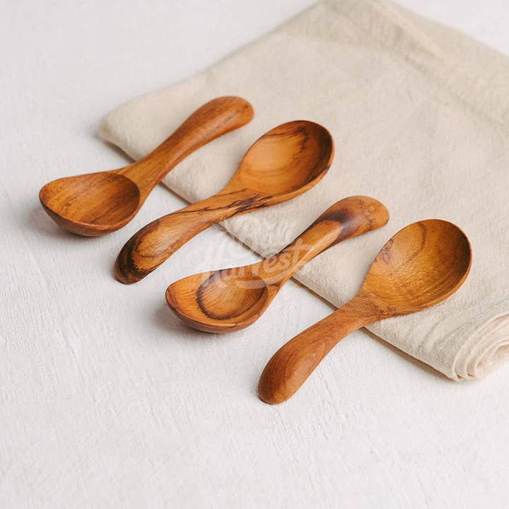 Bali Harvest - Wholesale Kitchen Spoon - Teak Wooden Spoon - Salt Sugar Spice Ice Cream Baby Spoon