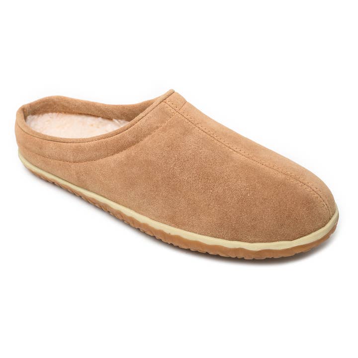 Men's Indoor Outdoor Suede Cozy Berber Treaded Clog Slipper for wholesale by Minnetonka