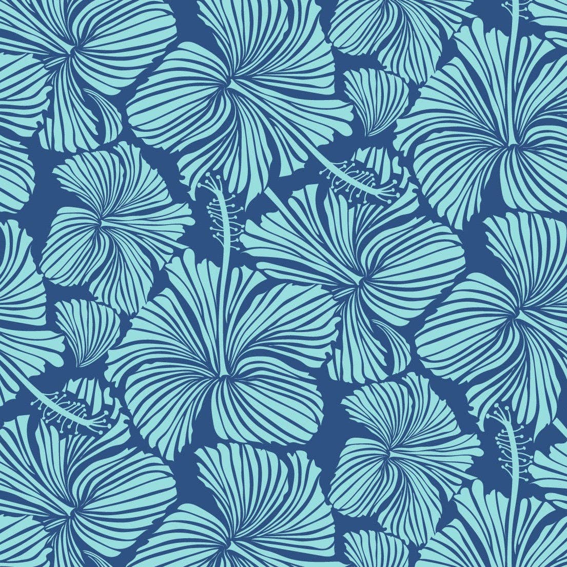 Island Style Clothing Co by Akamai Distribution Ltd - Wholesale Bandana - Women's - Bandana Blue Hibiscus Lightweight Rayon 21 x 21 4