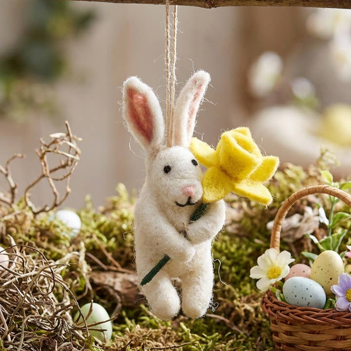 Handmade Felt Delilah Bunny Hanging Easter Decoration for wholesale by Felt So Good