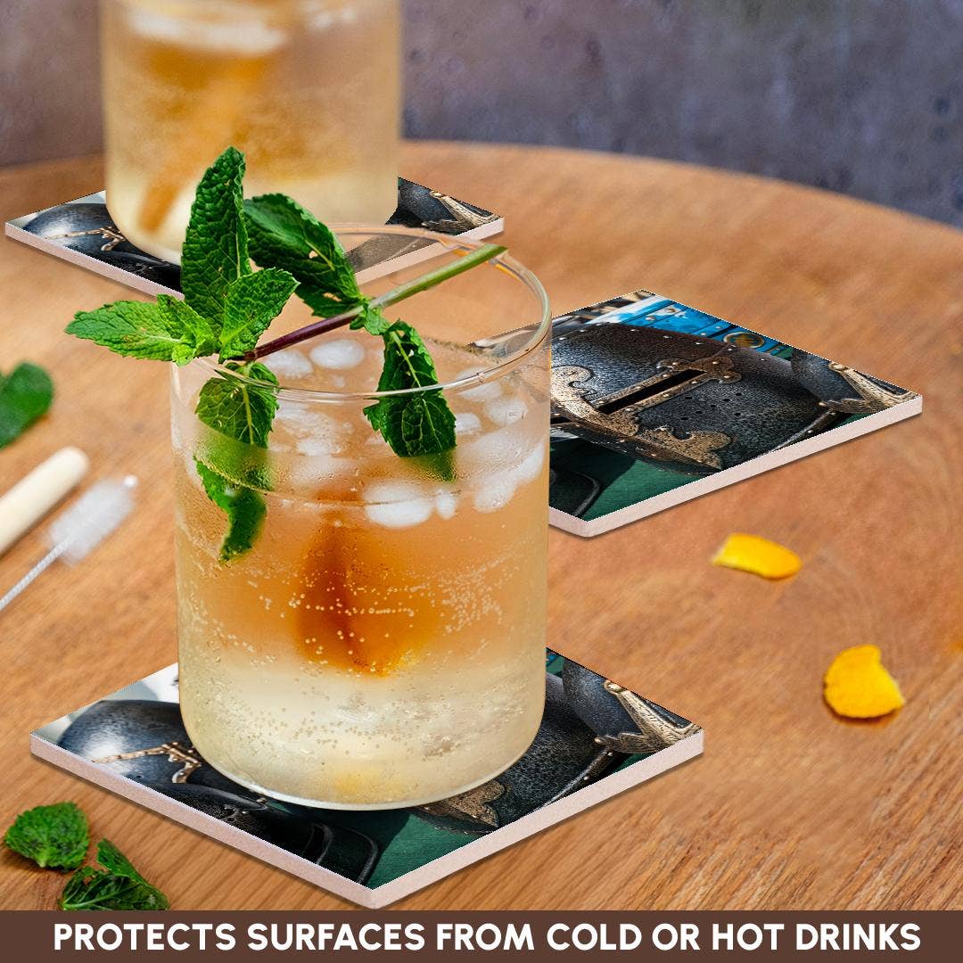 3dRose – Großhandel Untersetzer – 3dRose, Verzierte Eisenhelm eines mittelalterlichen Ritters, Untersetzer2