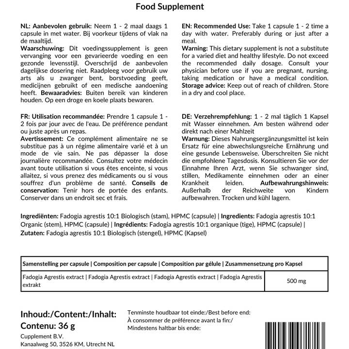Cupplement – wholesale Oral supplement/vitamin – Fadogia Agrestis 10% Extract - 60 Capsules - Highest Quality