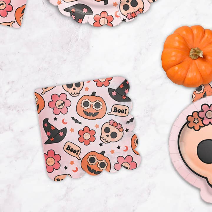 Ellie's Party Supply – wholesale Disposable napkin – Groovy Halloween Icon Napkins (Set of 16)