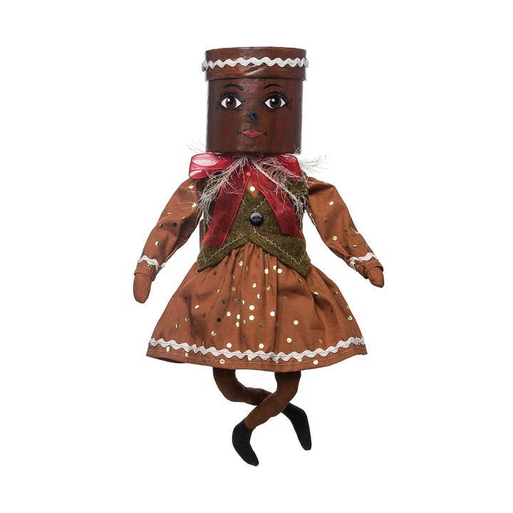 Gretta Gingerbread Gathered Traditions Box Head Art Doll for wholesale by C&F Home