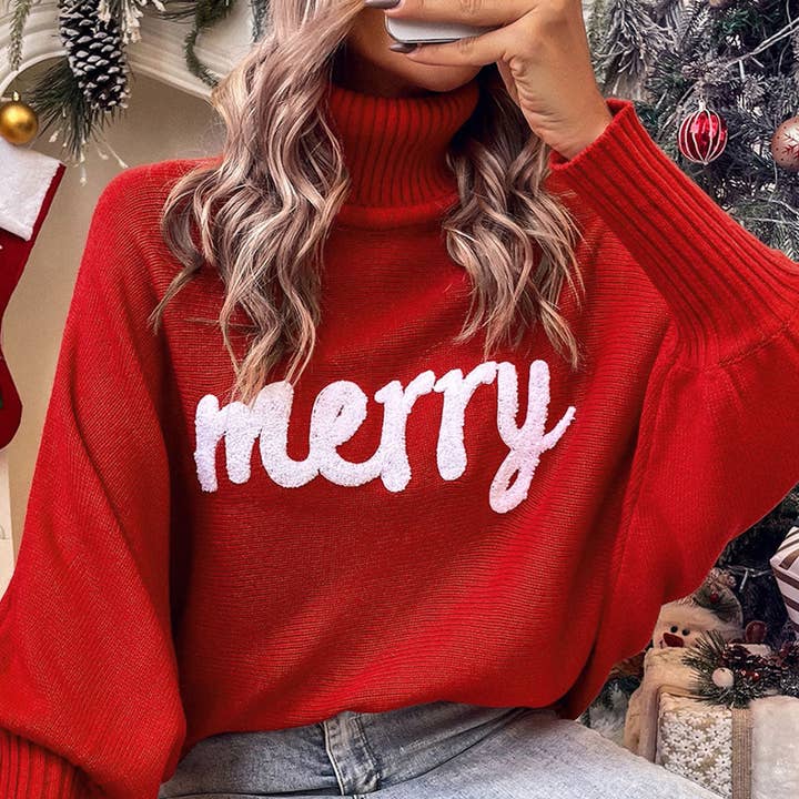 Merry Letter Embroidered High Neck Sweater and other Purchase Wholesale pantalones chandal. Free Returns & Net 60 Terms on Faire trending on Faire.