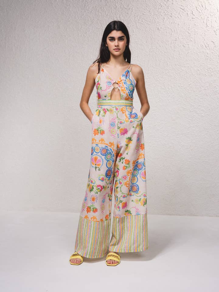 259202 - Mønstret buksedragt med tynde stropper for engroshandel hos SMF